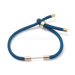 Braided Nylon Cord Bracelet Making, with Brass Findings, Blue, 9-1/2 inch(24cm), Link: 26x4mm(MAK-A017-D02-05G)