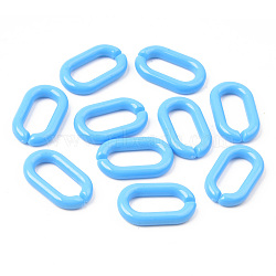 Opaque Acrylic Linking Rings, Quick Link Connectors, For Jewelry Cable Chains Making, Oval, Dodger Blue, 27x16x4mm, Inner Diameter: 19x8mm, about 490pcs/500g(OACR-S038-004B-B08)