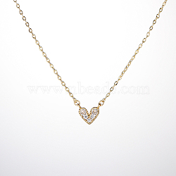 Golden Stainless Steel Heart Pendant Necklace for Women, White, 15.35 inch(39cm)(WZ0134-2)