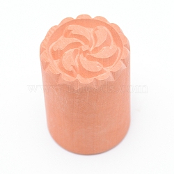 Wooden Stamps, Column, Flower Pattern, 49.5~50x34.5~35mm(AJEW-WH0018-72B-08)