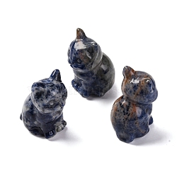 Natural Sodalite Display Decorations, Home Decoration Supplies, Cat Shape, 45~48x29~30x29~31mm(DJEW-P019-D04)