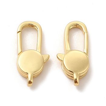 Eco-Friendly Rack Plating Brass Lobster Claw Clasps, Long-Lasting Plated, Lead Free & Cadmium Free, Real 18K Gold Plated, 19x9x4mm, Hole: 1.5x1.7mm
