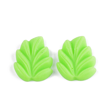 Resin Cabochons, Leaf, Lime, 18x15x3mm