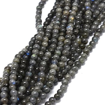 Natural Larvikite Beads Strands, Round, 6~6.5mm, Hole: 0.8mm, about 66pcs/strand, 15.55 inch(39.5cm)