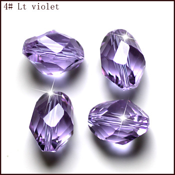 K9 Glass, Imitation Austrian Crystal Beads, Grade AAA, Faceted, Bicone, Lilac, 6x8mm, Hole: 0.7~0.9mm