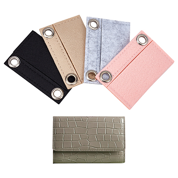 WADORN 4Pcs 4 Colors Felt Purse Organizer Insert, Mini Envelope Handbag Shaper Premium Felt, Bag Accessories, with Iron Grommets, Rectangle, Mixed Color, 5.5x8.5x0.4cm, 1pc/color