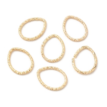 50Pcs Iron Linking Rings, Textured Open Rings, Light Gold, Teardrop, 18x14x2mm, Inner Diameter: 11x15mm