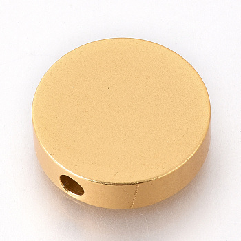 Eco-Friendly Aluminium Beads, Laser Cut Beads, Flat Round, Gold, 25x7mm, Hole: 4mm