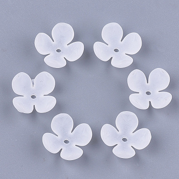 4-Petal Transparent Acrylic Bead Caps, Frosted, Flower, Clear, 16x16.5x6mm, Hole: 1.5mm