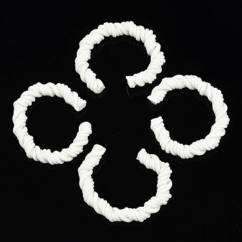 Polymer Clay Twist Rope Open Ring, for DIY Jewelry Making, Cornsilk, 41~43x37~40x6.5~7.5mm
