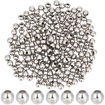 Round 316 Surgical Stainless Steel Spacer Beads, Stainless Steel Color, 3mm, Hole: 1mm, 800pcs/box