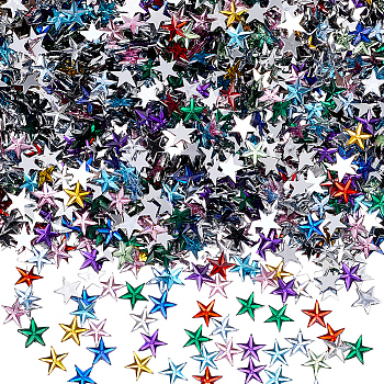 2000Pcs 10 Colors Acrylic Cabochons, Costume Accessories, Star, Mixed Color, 10x9.5x1.5mm, 200pcs/color