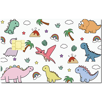 Rectangle PVC Plastic Waterproof Card Stickers, Self-adhesion Card Skin for Bank Card Decor, Dinosaur, 186.3x137.3mm