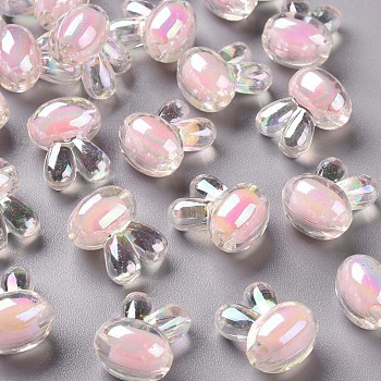 Transparent Acrylic Beads, Bead in Bead, AB Color, Rabbit, Pink, 15.5x12x9.5mm, Hole: 2mm, about 480pcs/500g