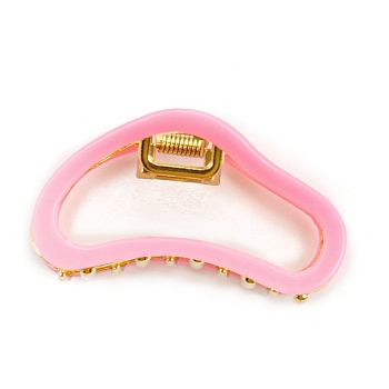 Hollow Cloud Alloy & Cellulose Acetate Claw Hair Clips, Hair Accessories for Women & Girls, Pearl Pink, 61x35x30mm