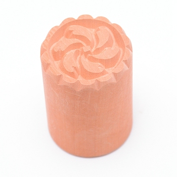 Wooden Stamps, Column, Flower Pattern, 49.5~50x34.5~35mm