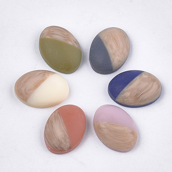 Resin Decoden Cabochons, Imitation Wood Grain, Oval, Mixed Color, 14x10x4.5mm