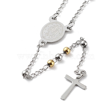 202 Stainless Steel Rosary Bead Necklaces(NJEW-D060-01D-GP)-3