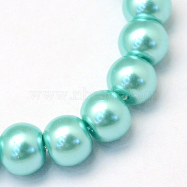 Baking Painted Pearlized Glass Pearl Round Bead Strands(X-HY-Q003-6mm-65)-2