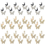 30Pcs 3 Colors Alloy Enamel Pendants, with Rhinestone, Butterfly Charm, Mixed Color, 23x12mm, 10pcs/color(FIND-ME0002-09)