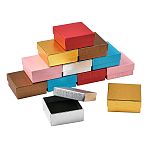 12Pcs 6 Colors Cardboard Jewelry Boxes, for Ring, Earring, Necklace, with Sponge Inside, Square, Mixed Color, 7.4x7.4x3.2cm, 2pcs/color(CBOX-FS0001-10)