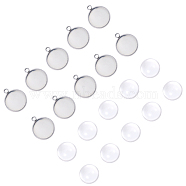 DIY Pendants Making, with 304 Stainless Steel Cabochon Settings and Clear Half Round Glass Cabochons, Flat Round, Stainless Steel Color, Cabochons: 16x8mm, Settings: 21.5x18x2mm, 2pcs/set(DIY-X0292-75P)