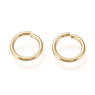 Brass Open Jump Ring, Long-Lasting Plated, Real 18K Gold Plated, 15 Gauge, 12x1.5mm, Inner Diameter: 9mm(KK-L006-017B-G)