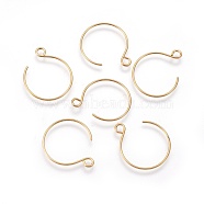 Ion Plating(IP) 304 Stainless Steel Earring Hooks, with Horizontal Loop, Balloon Ear Wire, Golden, 23~34x18~19x0.8mm, Hole: 2mm, 20 Gauge, Pin: 0.8mm(STAS-O119-10G-A)