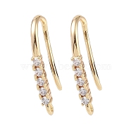 Brass Micro Pave Cubic Zirconia Earring Hooks, Fishhook, Golden, 18x8x2mm, Hole: 1mm(KK-U008-10G)