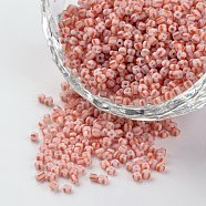 12/0 Opaque Colours Seep Glass Beads, Round Seed Beads, Light Salmon, 1.5~2x2mm, Hole: 0.5mm, about 22500pcs/450g(SEED-M008-C09)