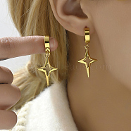 Fashionable Star Hoop Earrings for Women's Unique Style, Real 18K Gold Plated, 41x17mm(QG8537)