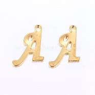 201 Stainless Steel Pendants, Letter, Golden, Letter.A, 14x11.5x1mm, Hole: 1mm(STAS-O098-03G-A)