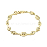 Brass Link Chain Bracelets, Colorful Cubic Zirconia Tennis Bracelet, Real 18K Gold Plated, 7-5/8 inch(19.4cm)(BJEW-D039-34G-02)