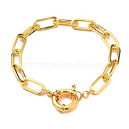 Brass Paperclip Chain Bracelets, with Spring Ring Clasps, Golden, 6-1/4 inch(16cm)(BJEW-JB05630)