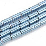 Electroplate Non-magnetic Synthetic Hematite Beads Strands, Column, Blue Plated, 8x2mm, Hole: 0.8mm, about 50pcs/strand, 15.7 inch(G-T061-137A)