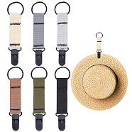 6Pcs 6 Colors Alloy Hat Clip for Travel, with Nylon Strap & Plastic Clasp, Mixed Color, 150mm, 1pc/color(FIND-GO0001-18)