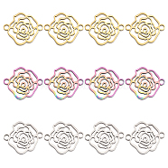 12Pcs 3 Colors Ion Plating(IP) 304 Stainless Steel Connector Charms, Rose Links, Mixed Color, 17.5x15x1.5mm, Hole: 1.8mm, 4pcs/color(STAS-CA0002-09)