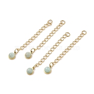 Ion Plating(IP) 316 Surgical Stainless Steel Curb Chain Extender with Natural  Amazonite Round Charm, Golden, 53.5mm, Hole: 2.5mm(STAS-A097-01G-02)