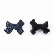 Resin Cabochons, with Glitter Powder, Bowknot, Prussian Blue, 9x11.5x3mm(CRES-N030-005-D01)