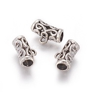 Tibetan Style Alloy Tube Bails, Loop Bails, Antique Silver, 8x11.5x5mm, Hole: 1mm, Inner Diameter: 3mm(PALLOY-F224-20AS)