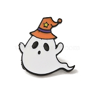 Halloween Series Black Aolly Brooches, Enamel Pins, Ghost, 26x25x2mm(JEWB-U004-03H)