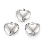 316 Surgical Stainless Steel Pendants, Heart, Stainless Steel Color, 23x22x8mm, Hole: 1.2mm(STAS-C026-15A-P)