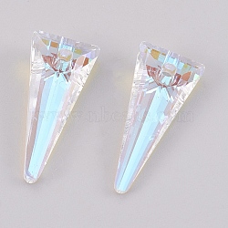 K9 Glass Rhinestone Pendants, Imitation Austrian Crystal, Faceted, Triangle, Crystal AB, 18x8x4mm, Hole: 1.6mm(GLAA-K034-J01-A)