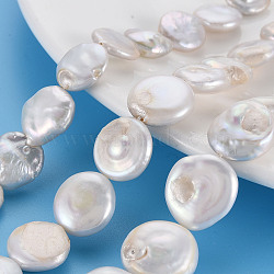 Natural Keshi Pearl Beads Strands, Cultured Freshwater Pearl, Flat Round, Seashell Color, 12~17x12~16x3~9mm, Hole: 0.6mm, about 27~29pcs/strand, 15.75 inch(40cm)(PEAR-S018-03B)