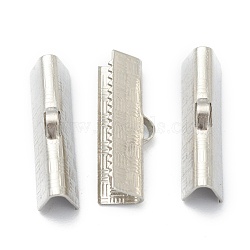 Non-Tarnish 304 Stainless Steel Ribbon Crimp Ends, Stainless Steel Color, 7x20x5mm, Hole: 1mm(STAS-H158-B01-P)