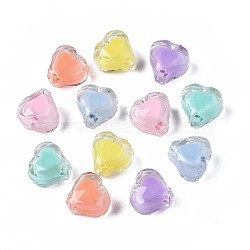 Transparent Acrylic Beads, Bead in Bead, Heart, Mixed Color, 11x11.5x8mm, Hole: 2mm(X-TACR-S135-010)