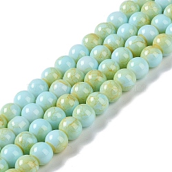 Baking Paint Glass Bead Strands, Round, Light Cyan, 8mm, Hole: 1mm, about 104~105pcs/strand, 30.71~31.10''(78~79cm)(GLAA-H031-01B-08)