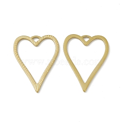 Vacuum Plating 201 Stainless Steel Pendants, Heart Charm, Real 18K Gold Plated, 27.5x20x1mm, Hole: 2.3x3mm(STAS-J401-VC714)