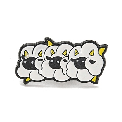 Animal Black Alloy Brooches, Enamel Pins for Backpack Clothes, Sheep, 15x31mm(JEWB-Z027-02F)