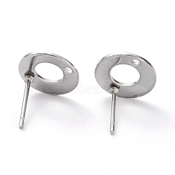 304 Stainless Steel Stud Earring Findings, Flat Round, Stainless Steel Color, 10x1mm, Hole: 1.4mm, Inner Diameter: 5mm, Pin: 0.8mm(STAS-J032-28)